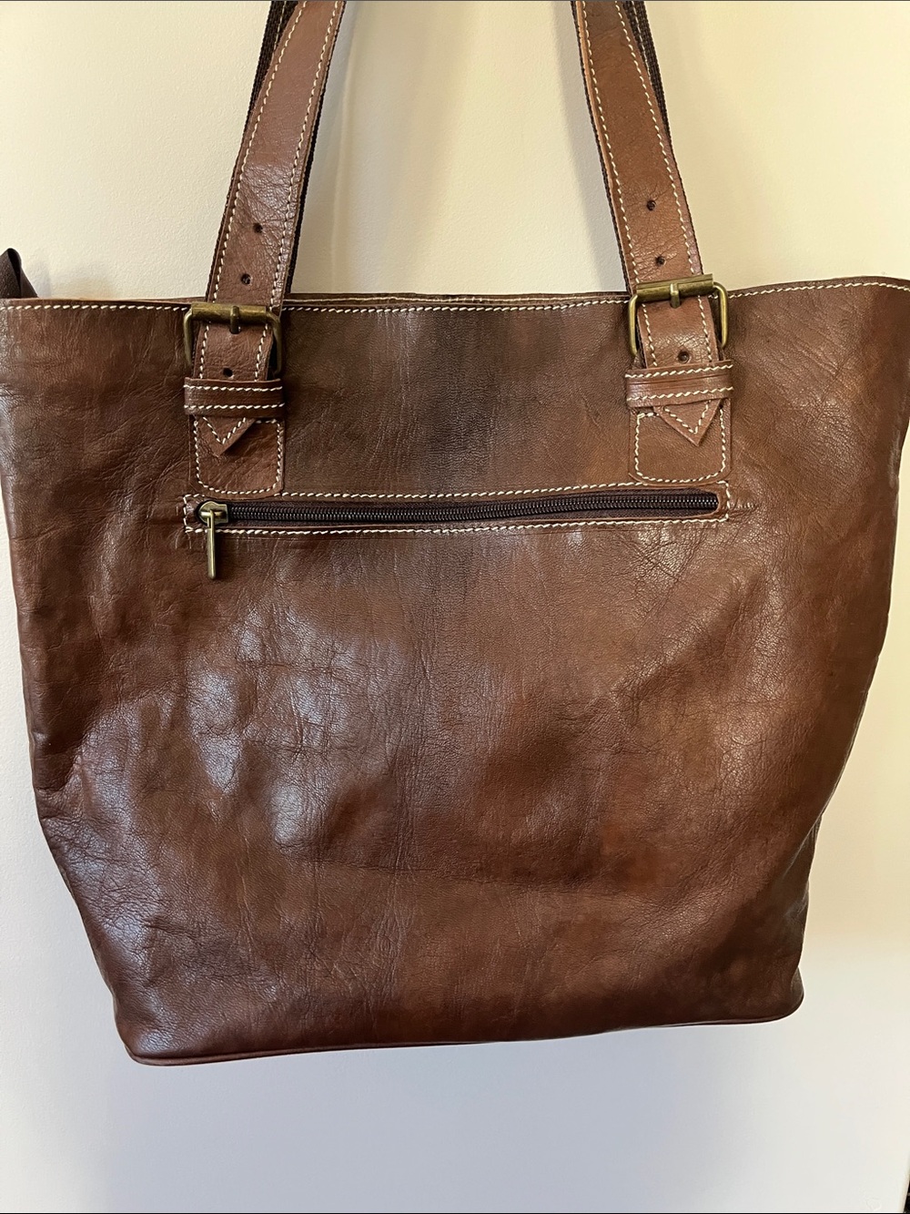 Sunburst Hanmade Brown Leather Tote Bag - Picture 6 of 8
